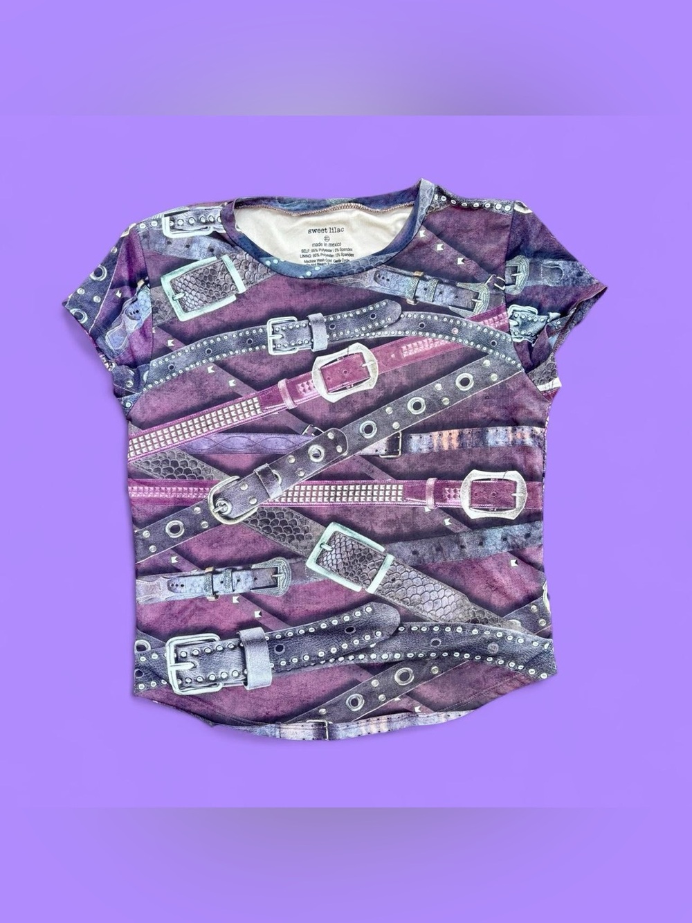 Sweet Lilac purple graphic mesh top